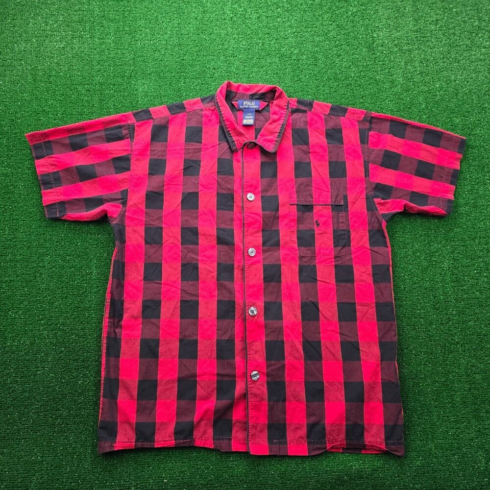 Polo Ralph Lauren Sleepwear Shirt Mens Large/XL Red Black Buffalo Plaid Lounge‎